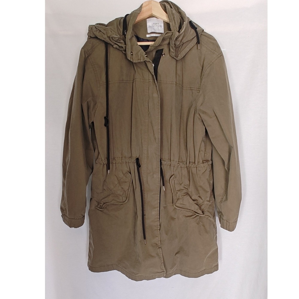 Urban Outfitters Parka Jacket Medium Olive Green Utility Hooded Drawstring FP123
